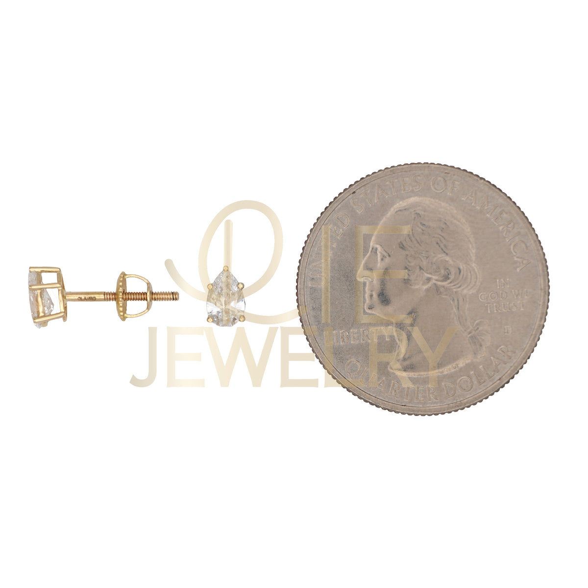 14k Yellow Gold 0.5 CTW Lab Grown Diamond Pear Solitaire Stud Earrings