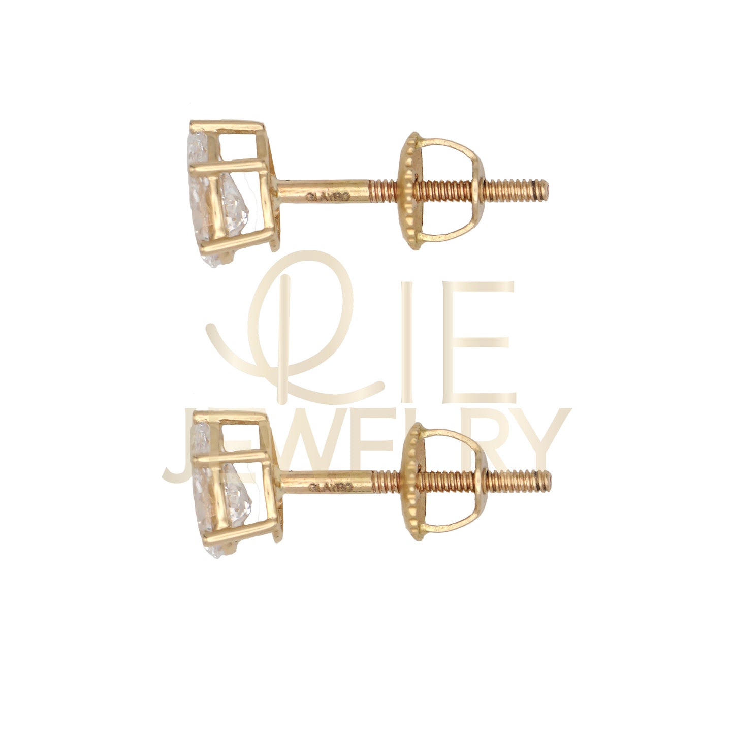 14k Yellow Gold 0.5 CTW Lab Grown Diamond Pear Solitaire Stud Earrings