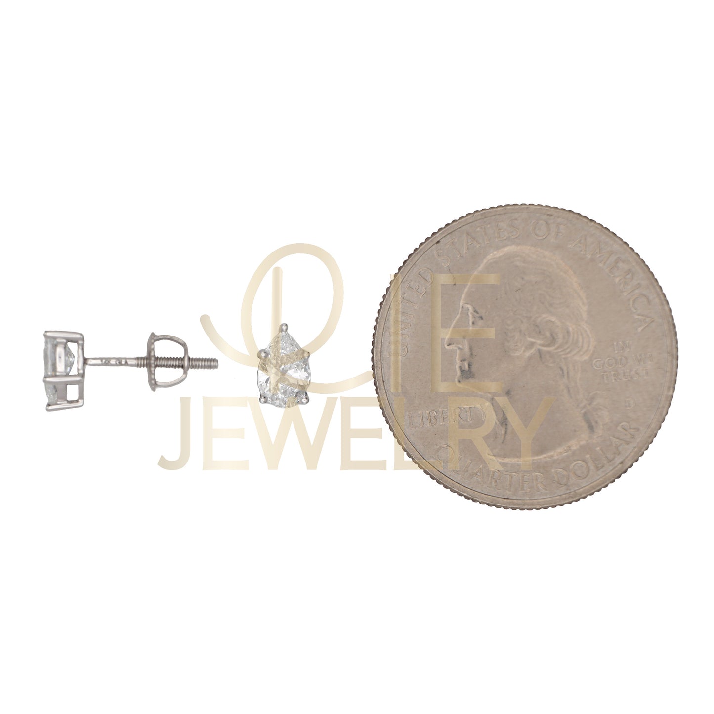 14k White Gold 0.75 CTW Lab Grown Diamond Pear Solitaire Stud Earrings