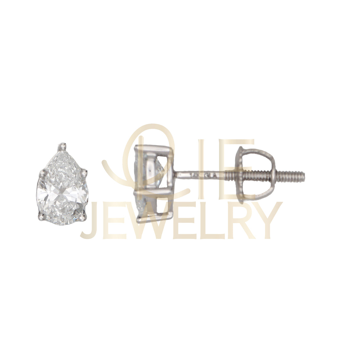 14k White Gold 0.75 CTW Lab Grown Diamond Pear Solitaire Stud Earrings