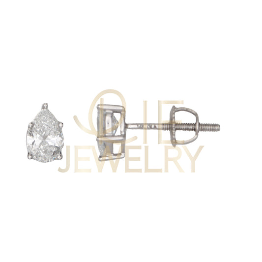 14k White Gold 0.75 CTW Lab Grown Diamond Pear Solitaire Stud Earrings