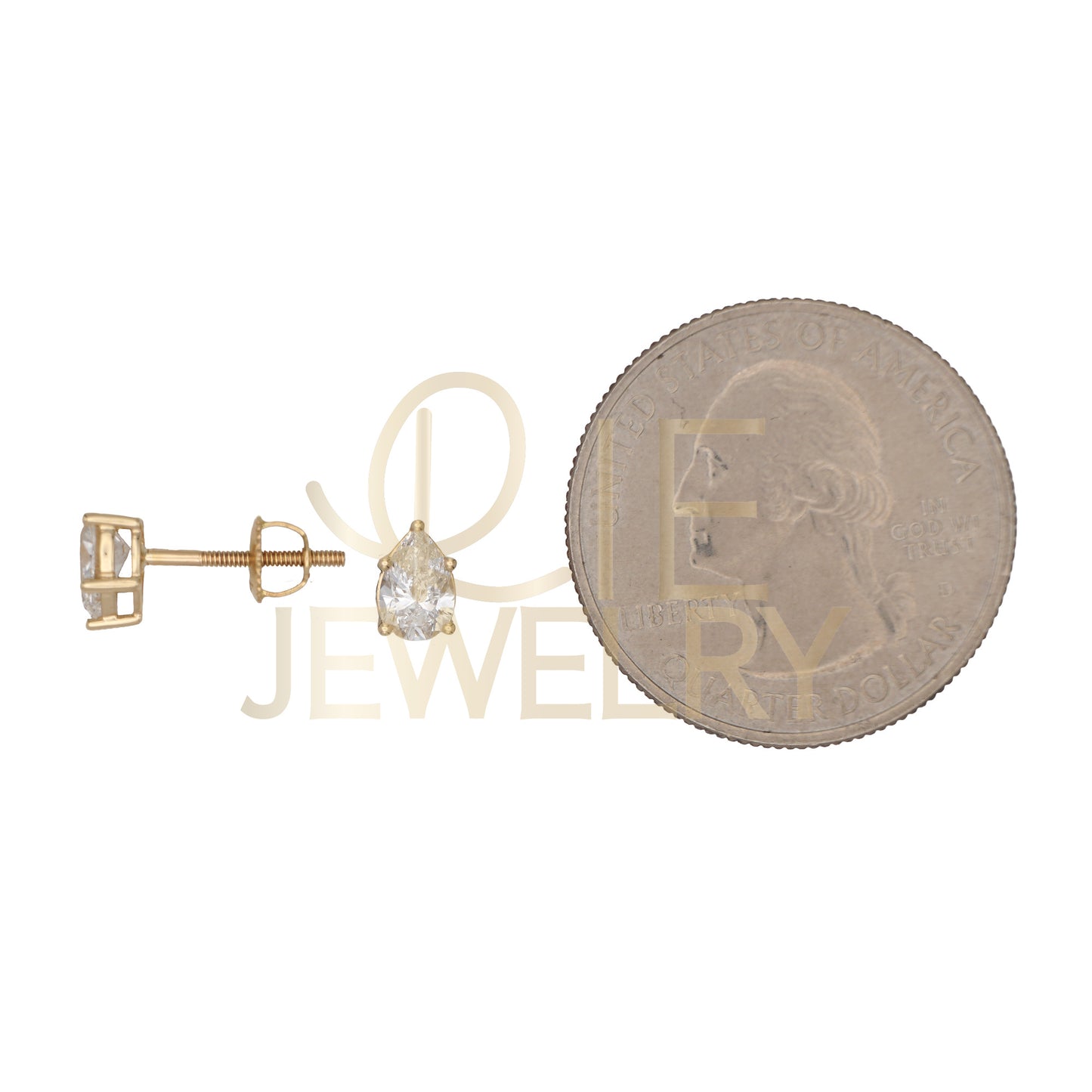 14k Yellow Gold 0.75 CTW Lab Grown Diamond Pear Solitaire Stud Earrings