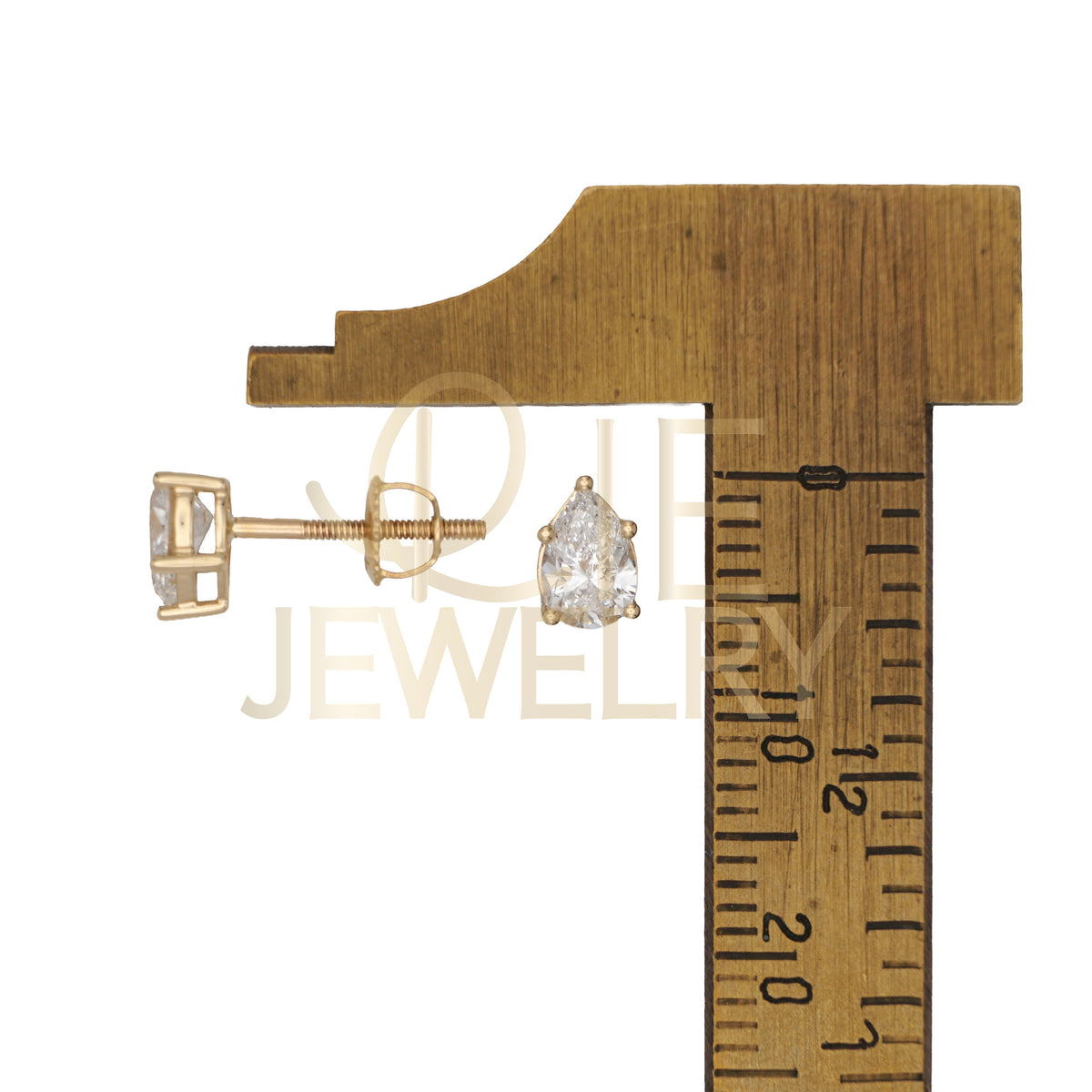 14k Yellow Gold 0.75 CTW Lab Grown Diamond Pear Solitaire Stud Earrings