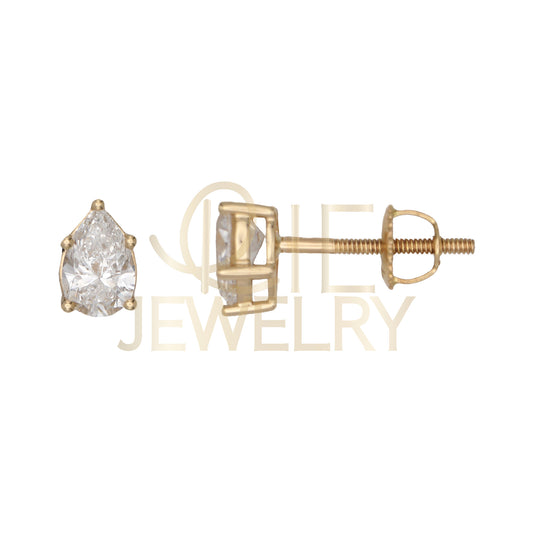 14k Yellow Gold 0.75 CTW Lab Grown Diamond Pear Solitaire Stud Earrings