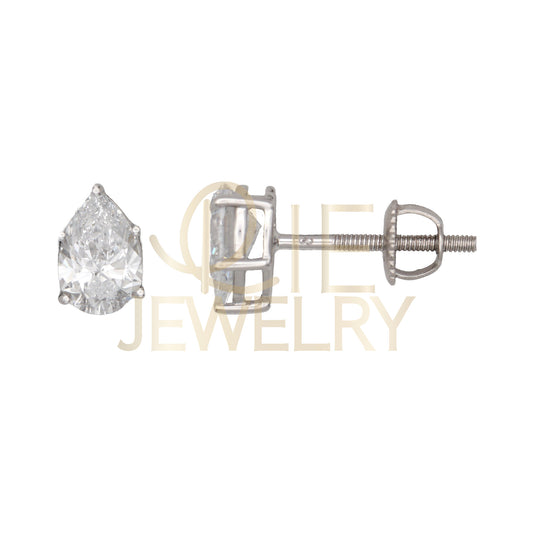 14k White Gold 1 CTW Lab Grown Diamond Pear Solitarie Stud Earrings