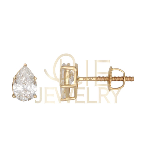 14k Yellow Gold 1 CTW Lab Grown Diamond Pear Solitaire Stud Earrings