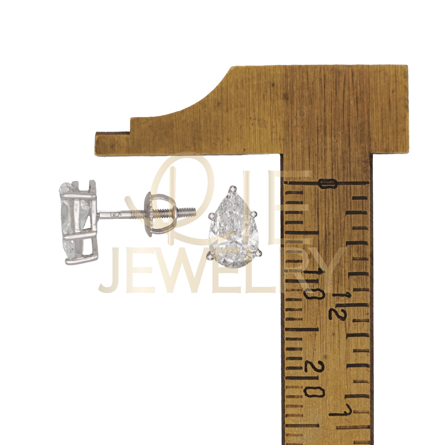 14k White Gold 1.5 CTW Lab Grown Diamond Pear Solitaire Stud Earrings