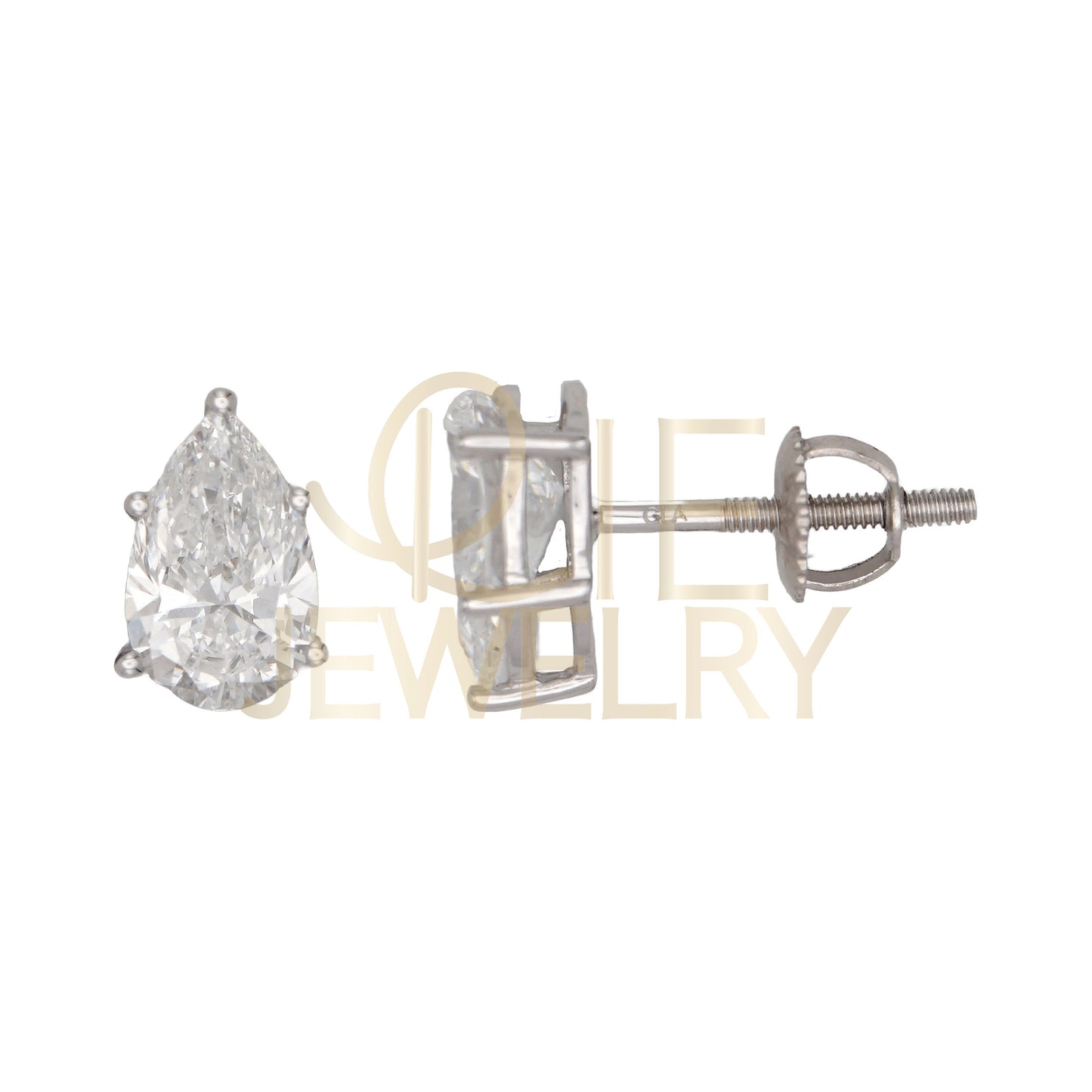 14k White Gold 1.5 CTW Lab Grown Diamond Pear Solitaire Stud Earrings