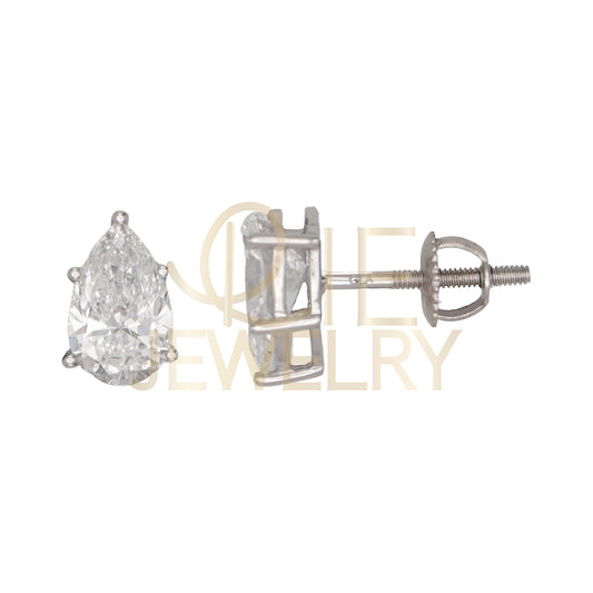 14k White Gold 1.5 CTW Lab Grown Diamond Pear Solitaire Stud Earrings