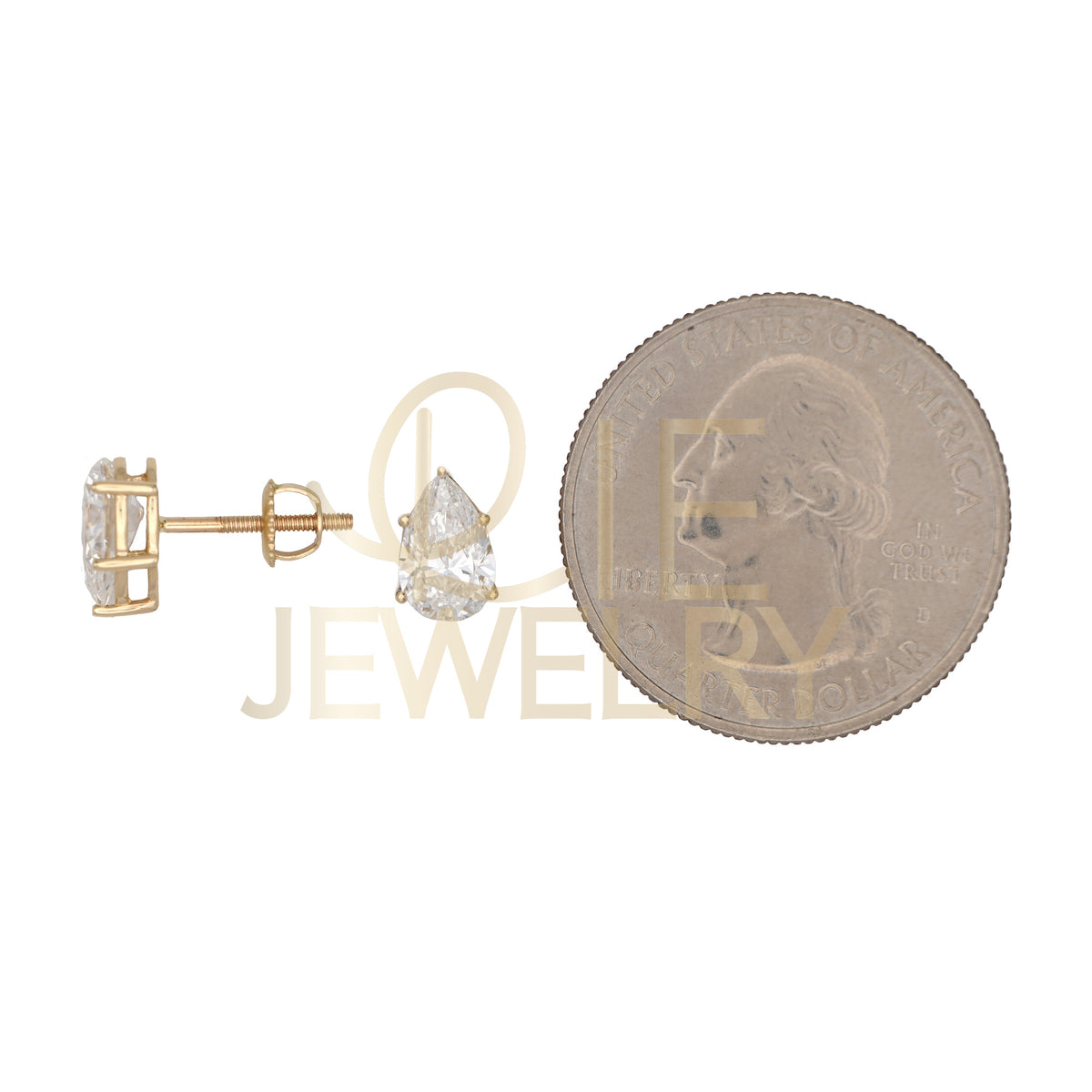 14k Yellow Gold 1.5 CTW Lab Grown Diamond Pear Solitaire Stud Earrings