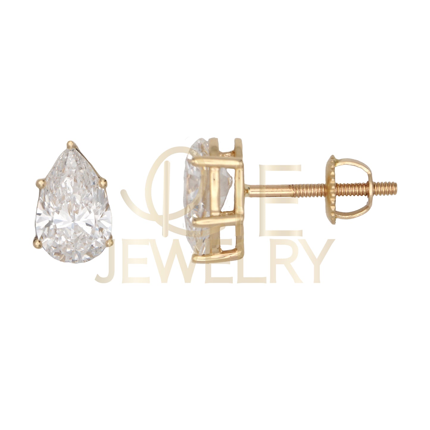 14k Yellow Gold 1.5 CTW Lab Grown Diamond Pear Solitaire Stud Earrings
