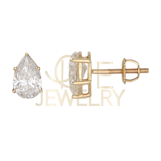 14k Yellow Gold 1.5 CTW Lab Grown Diamond Pear Solitaire Stud Earrings
