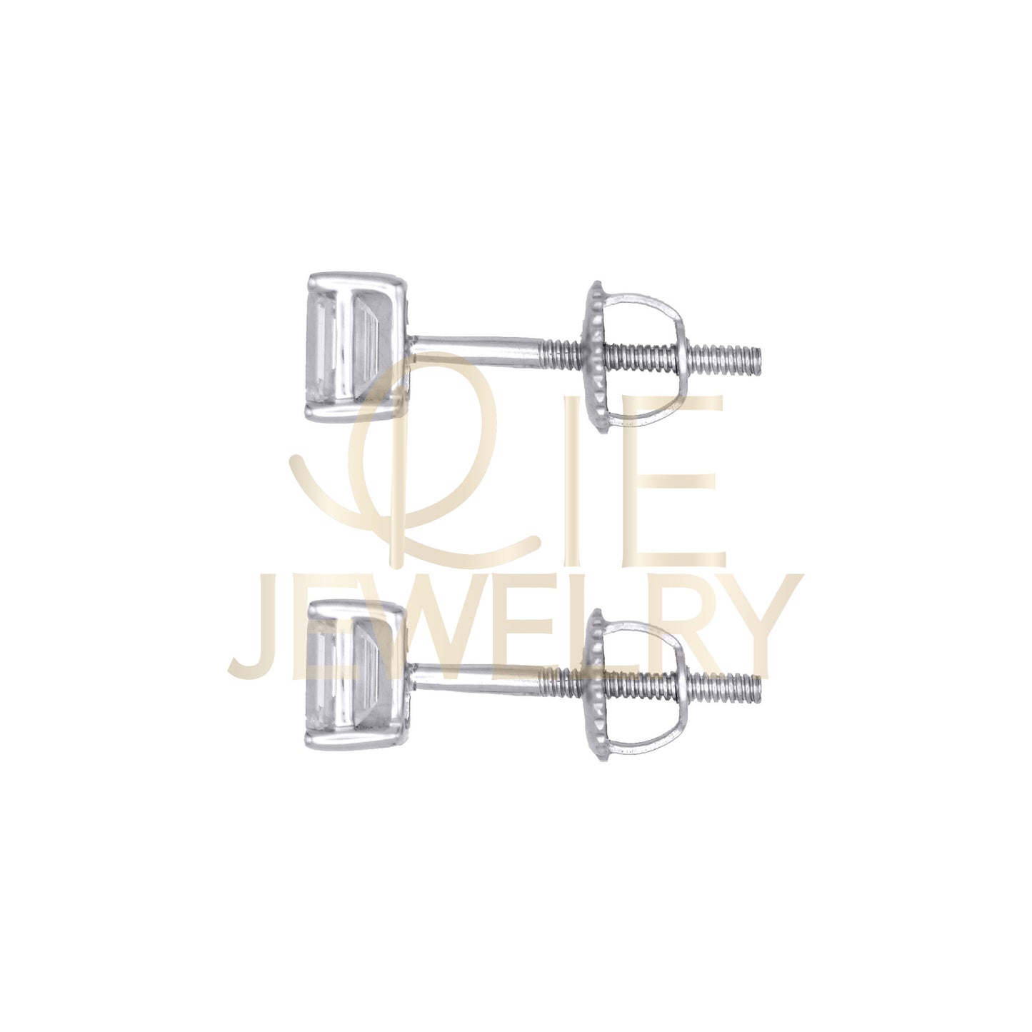 14k White Gold 0.5 CTW Lab Grown Diamond Emerald Solitaire Stud Earrings