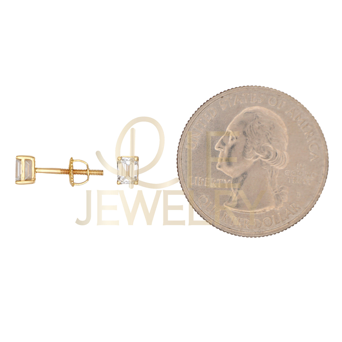 14k Yellow Gold 0.5 CTW Lab Grown Diamond Emerald Solitaire Stud Earrings