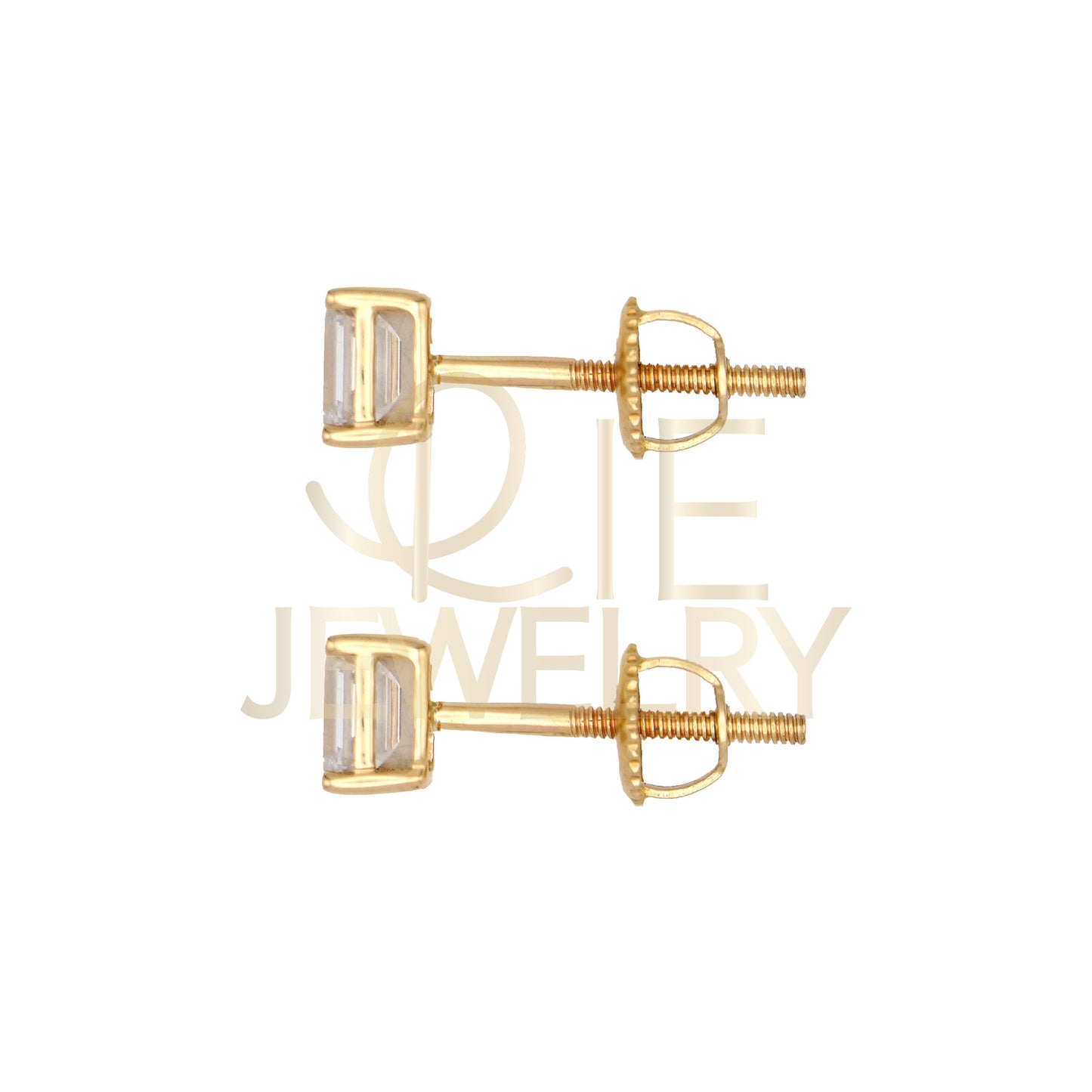 14k Yellow Gold 0.5 CTW Lab Grown Diamond Emerald Solitaire Stud Earrings