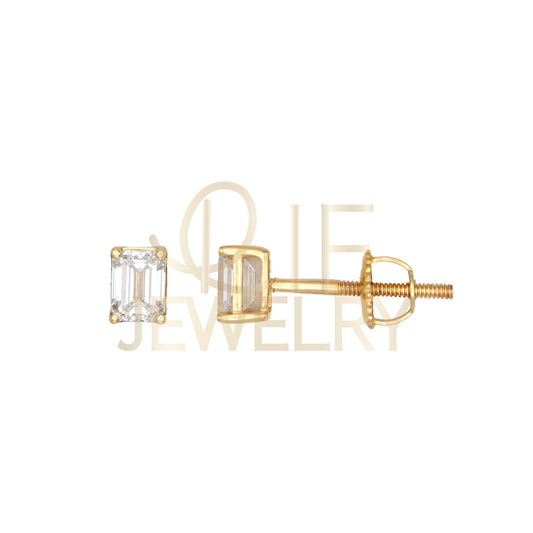 14k Yellow Gold 0.5 CTW Lab Grown Diamond Emerald Solitaire Stud Earrings