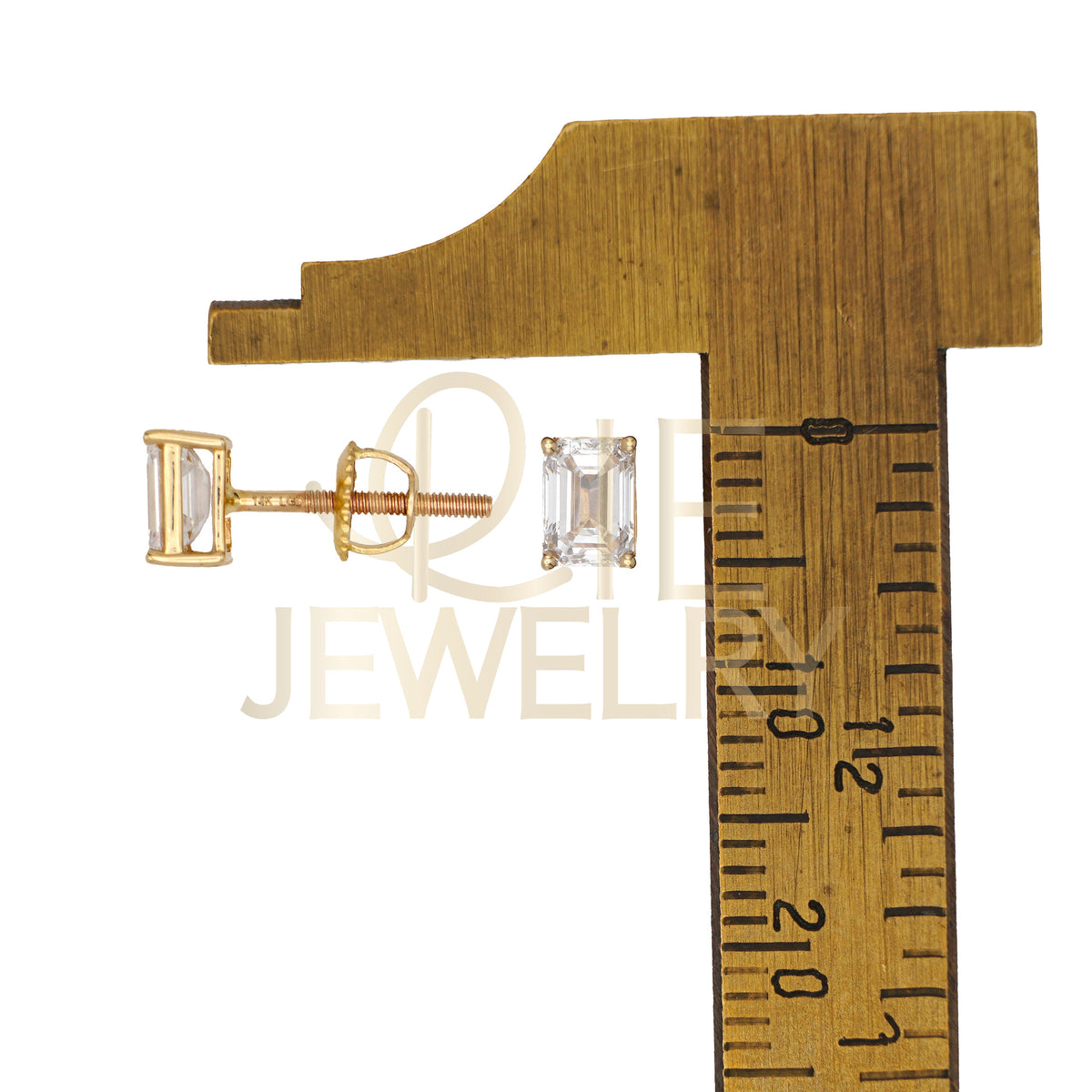 14k Yellow Gold 0.625 CTW Lab Grown Diamond Emerald Solitaire Stud Earrings