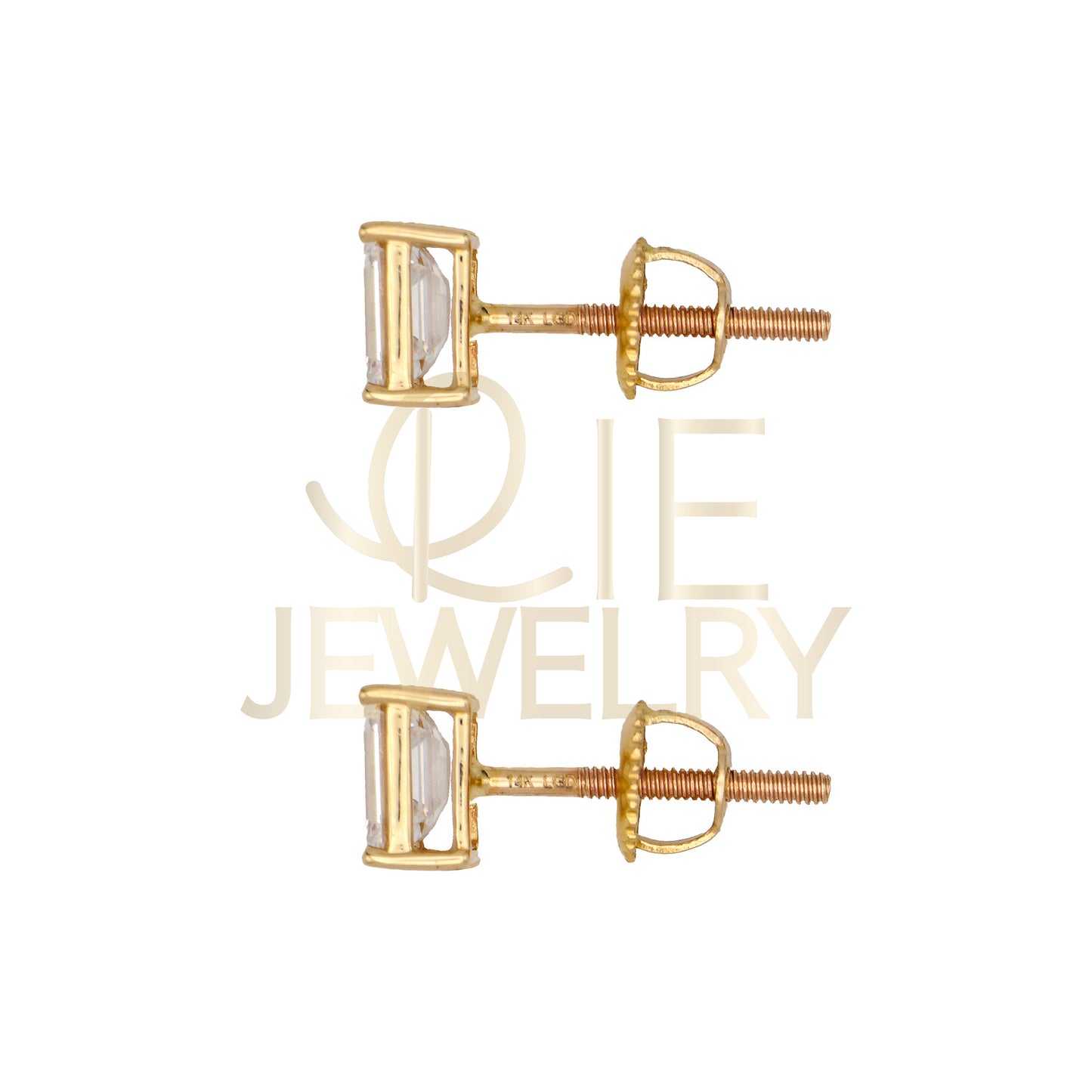 14k Yellow Gold 0.625 CTW Lab Grown Diamond Emerald Solitaire Stud Earrings