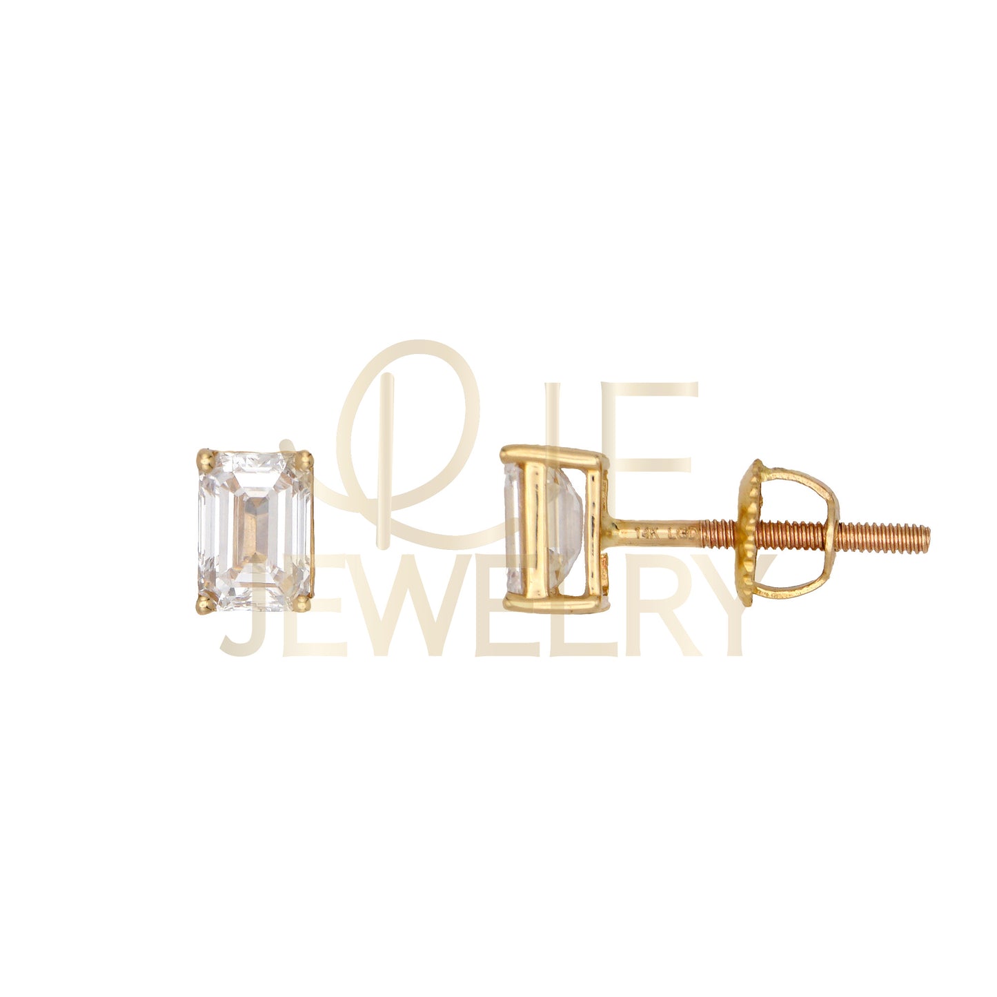 14k Yellow Gold 0.625 CTW Lab Grown Diamond Emerald Solitaire Stud Earrings