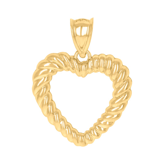 10K Gold Croissant Heart Pendant
