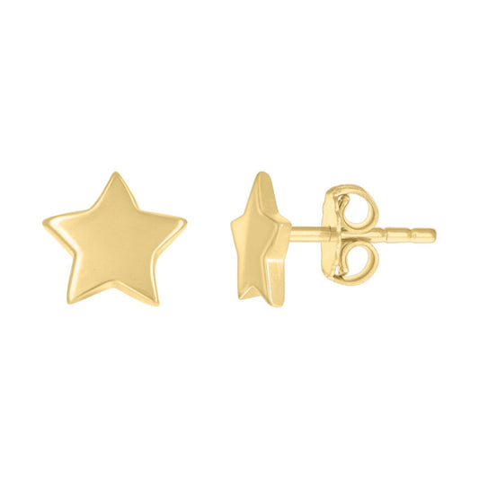 10K Yellow Gold Star Stud Earrings