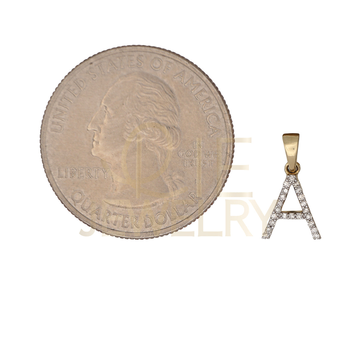 0.09 Ctw Natural Diamond Thin Initial Letter A Pendant in 10k Yellow Gold