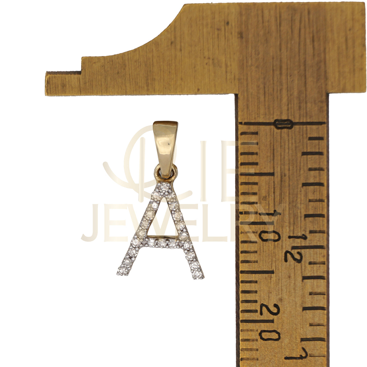 0.09 Ctw Natural Diamond Thin Initial Letter A Pendant in 10k Yellow Gold