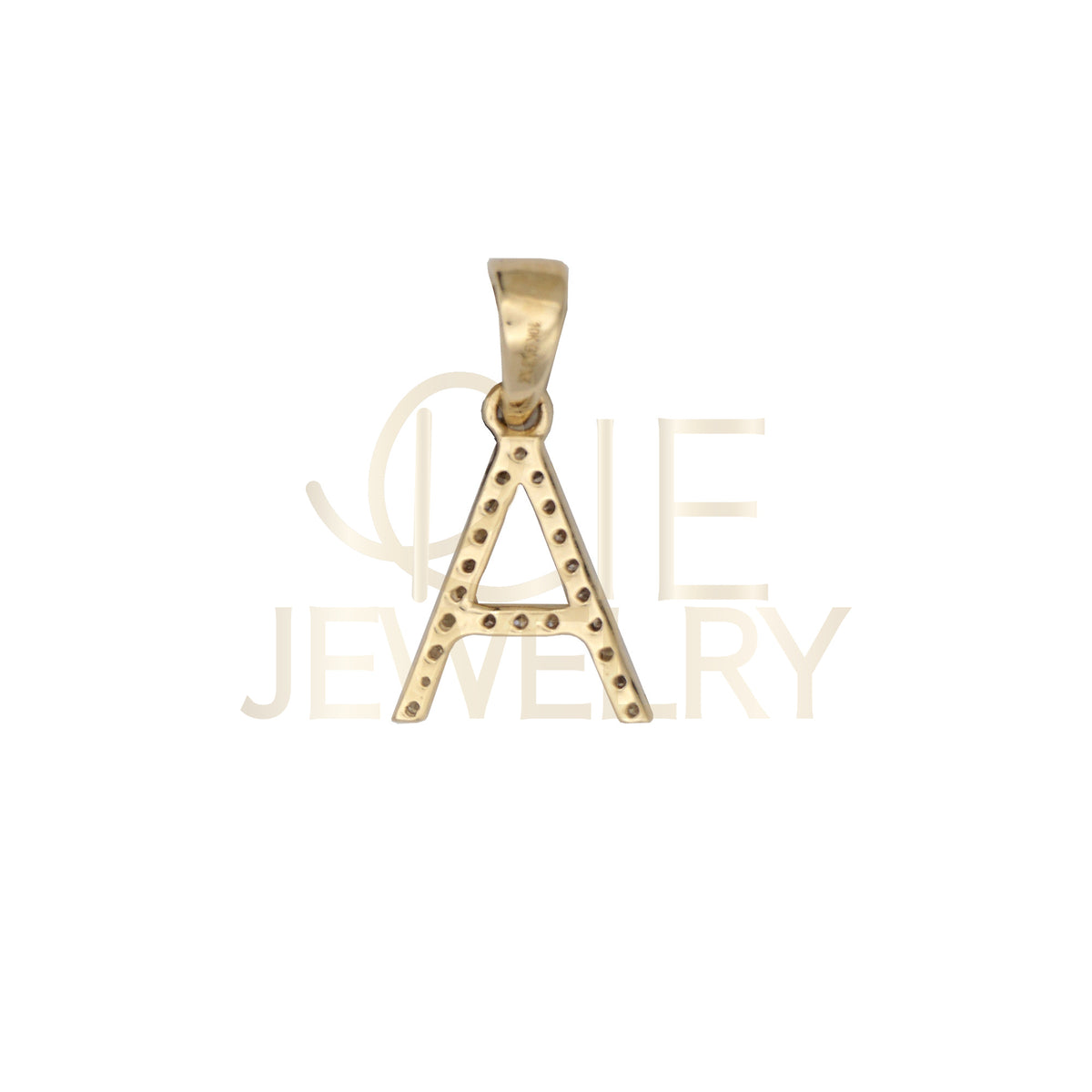 0.09 Ctw Natural Diamond Thin Initial Letter A Pendant in 10k Yellow Gold