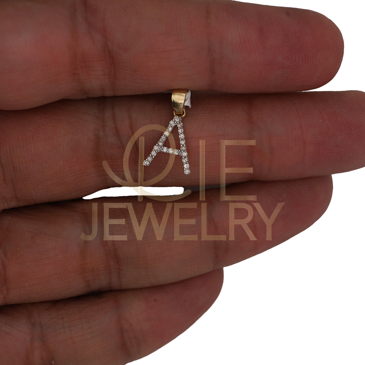 0.09 Ctw Natural Diamond Thin Initial Letter A Pendant in 10k Yellow Gold