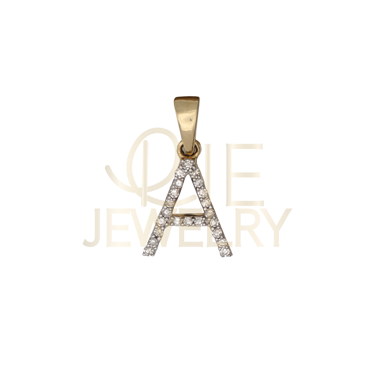 0.09 Ctw Natural Diamond Thin Initial Letter A Pendant in 10k Yellow Gold