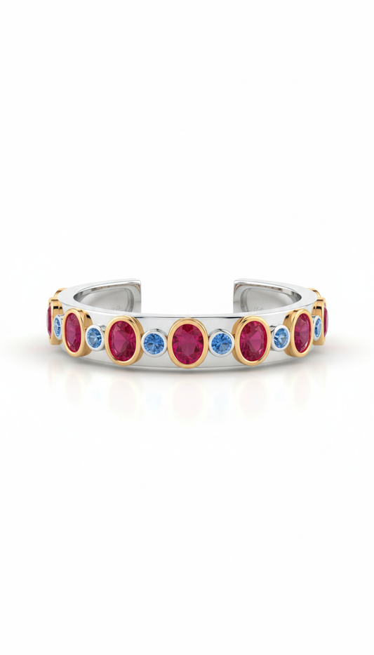 Ruby Accent Platinum Cuff Bracelet