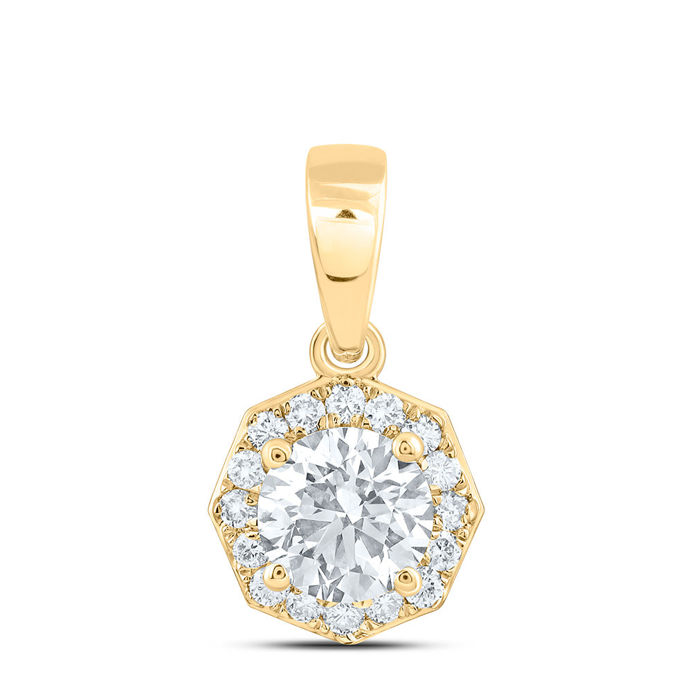 14k Yellow Gold 1 CTW Lab Grown Diamond Fashion Octagon Pendant