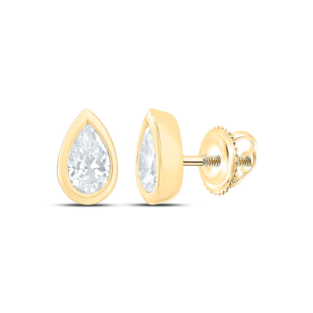 14k Yellow Gold 0.5 CTW Lab Grown Diamond Fashion Bezel Pear Stud Earrings