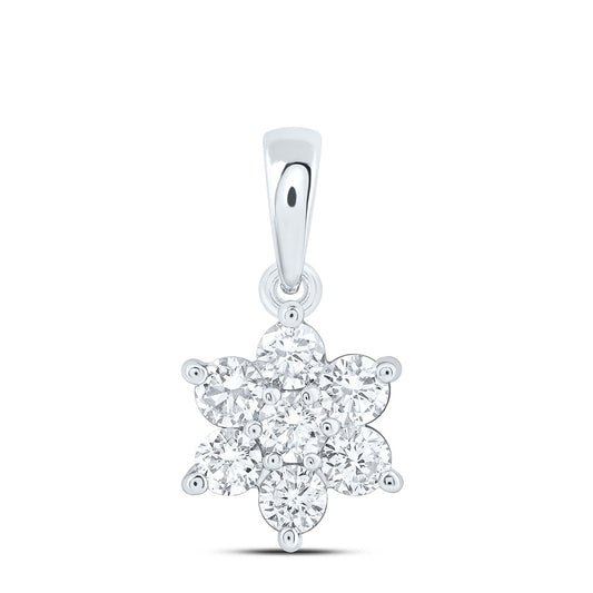 14k White Gold 0.375 CTW Lab Grown Diamond Fashion Flower Pendant