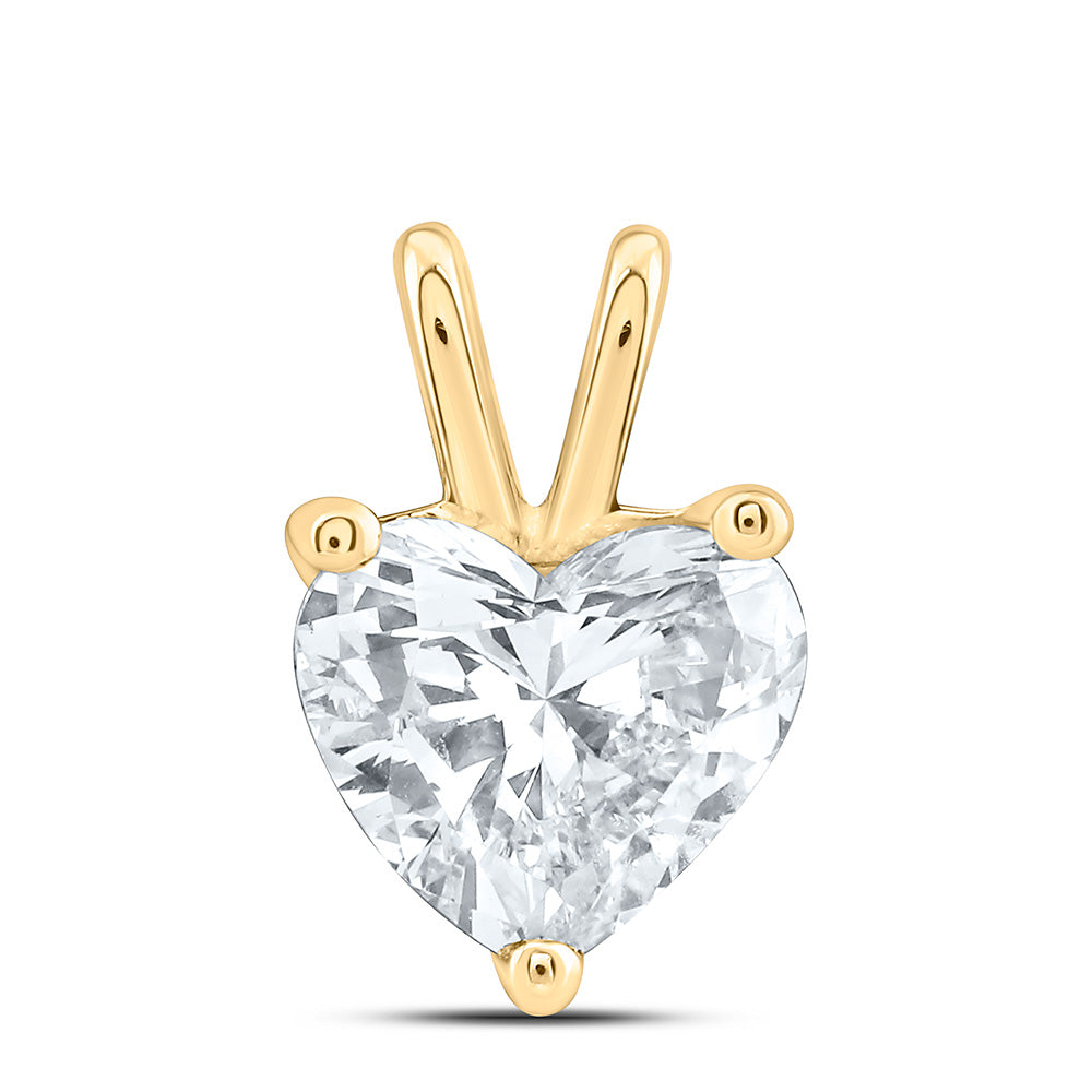 14k Yellow Gold 1.5 CTW Lab Grown Diamond Heart Solitaire Pendant