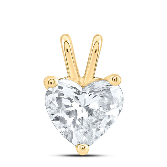 14k Yellow Gold 1.5 CTW Lab Grown Diamond Heart Solitaire Pendant