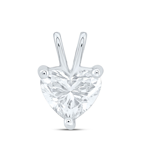 14k White Gold 1 CTW Lab Grown Diamond Heart Solitaire Pendant