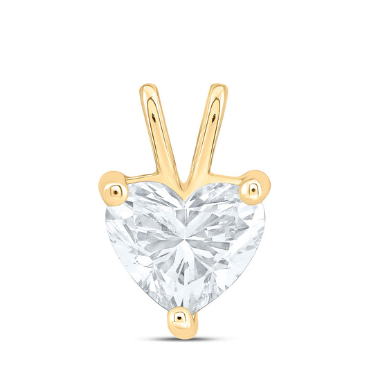 14k Yellow Gold 1 CTW Lab Grown Diamond Heart Solitaire Pendant