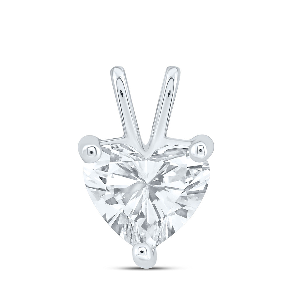14k White Gold 2 CTW Lab Grown Diamond Heart Solitaire Pendant
