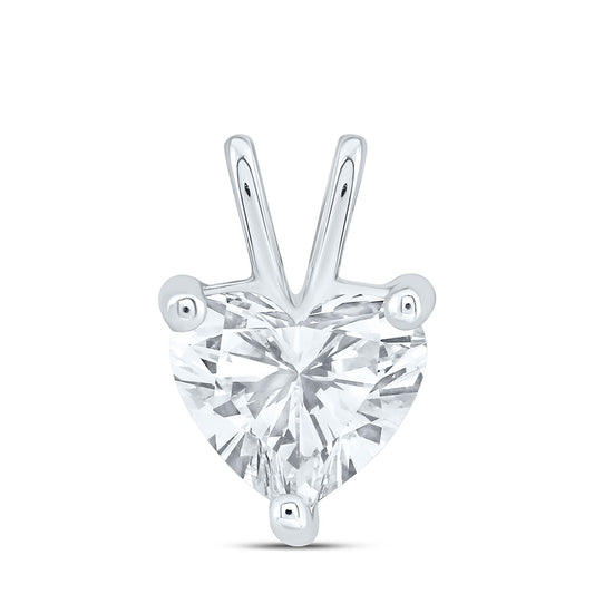 14k White Gold 2 CTW Lab Grown Diamond Heart Solitaire Pendant
