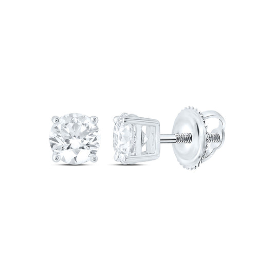 14k White Gold 0.5 CTW Lab Grown Diamond Round Solitarie Stud Earrings