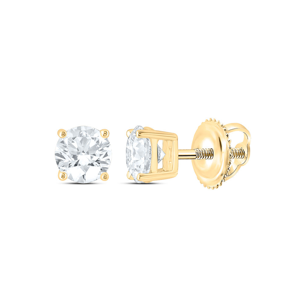 14k Yellow Gold 0.5 CTW Lab Grown Diamond Round Solitarie Stud Earrings