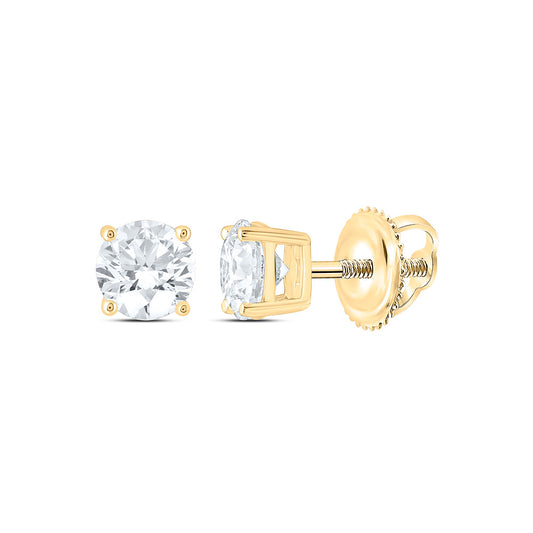 14k Yellow Gold 0.5 CTW Lab Grown Diamond Round Solitarie Stud Earrings