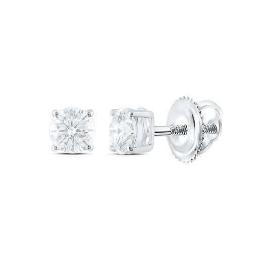 14k White Gold 0.625 CTW Lab Grown Diamond Round Solitarie Stud Earrings