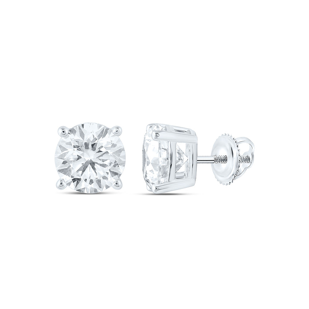 14k White Gold 0.75 CTW Lab Grown Diamond Round Solitarie Stud Earrings