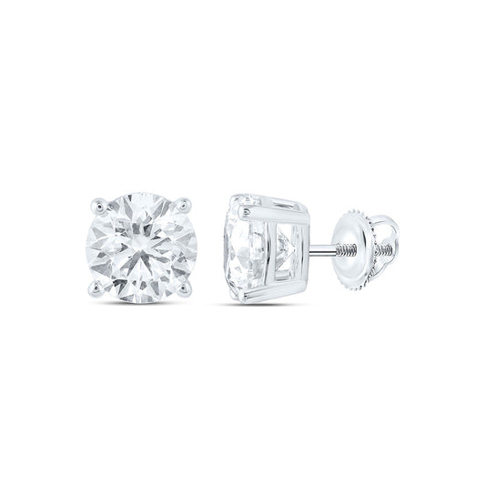 14k White Gold 0.75 CTW Lab Grown Diamond Round Solitarie Stud Earrings