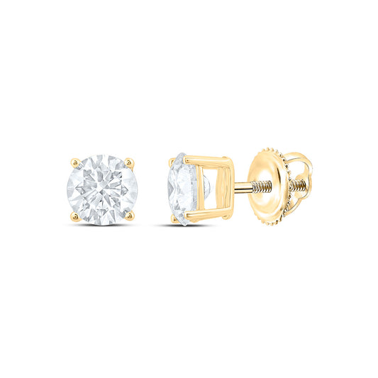 14k Yellow Gold 0.875 CTW Lab Grown Diamond Round Solitarie Stud Earrings
