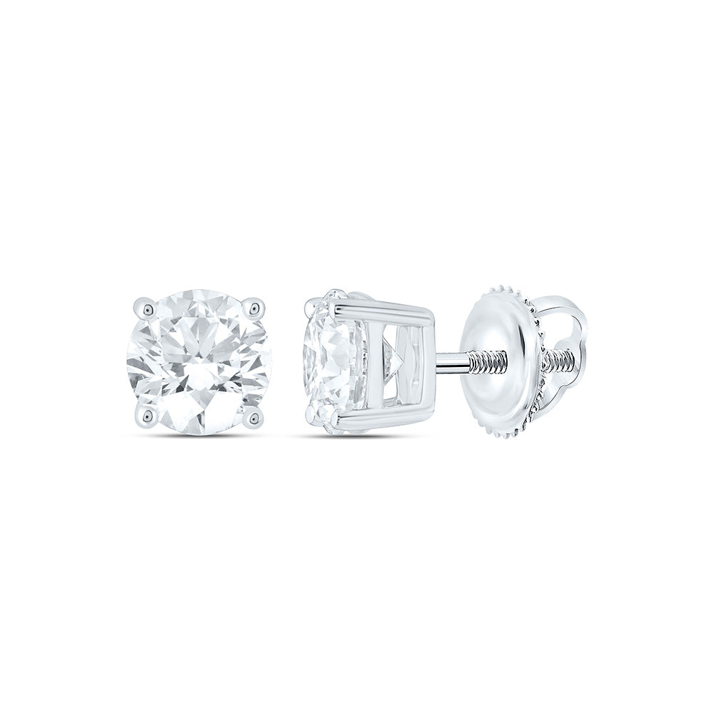 14k White Gold 1.25 CTW Lab Grown Diamond Round Solitarie Stud Earrings