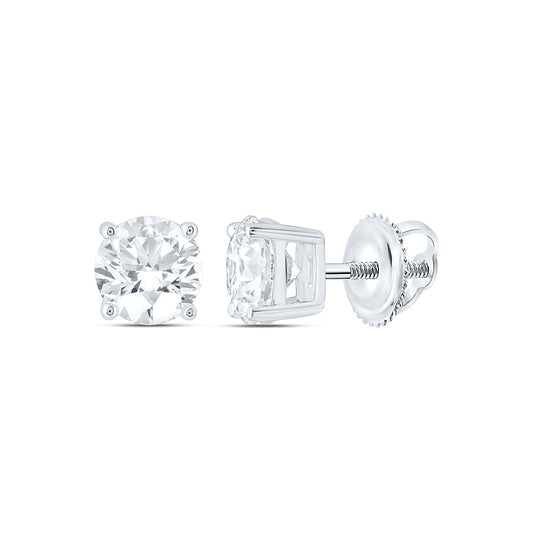 14k White Gold 1.25 CTW Lab Grown Diamond Round Solitarie Stud Earrings