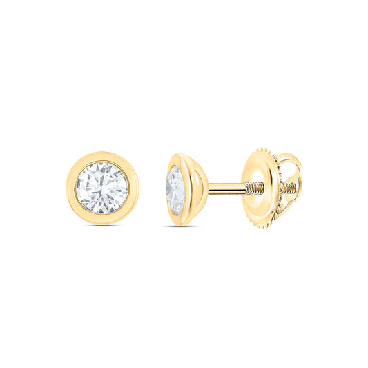 14k Yellow Gold 0.5 CTW Lab Grown Diamond Round Bezel Solitarie Stud Earrings